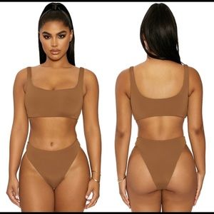 Naked Wardrobe G.O.A.T Ribbed Bikini Coral Small
